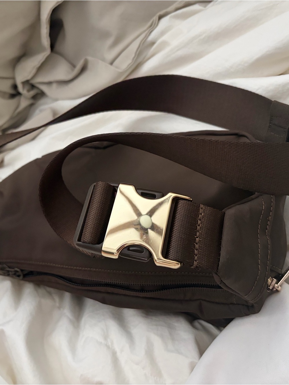 lululemon athletica Chocolate Brown Belt/crossbody Bag with Gold Hardware - Picture 3 of 7